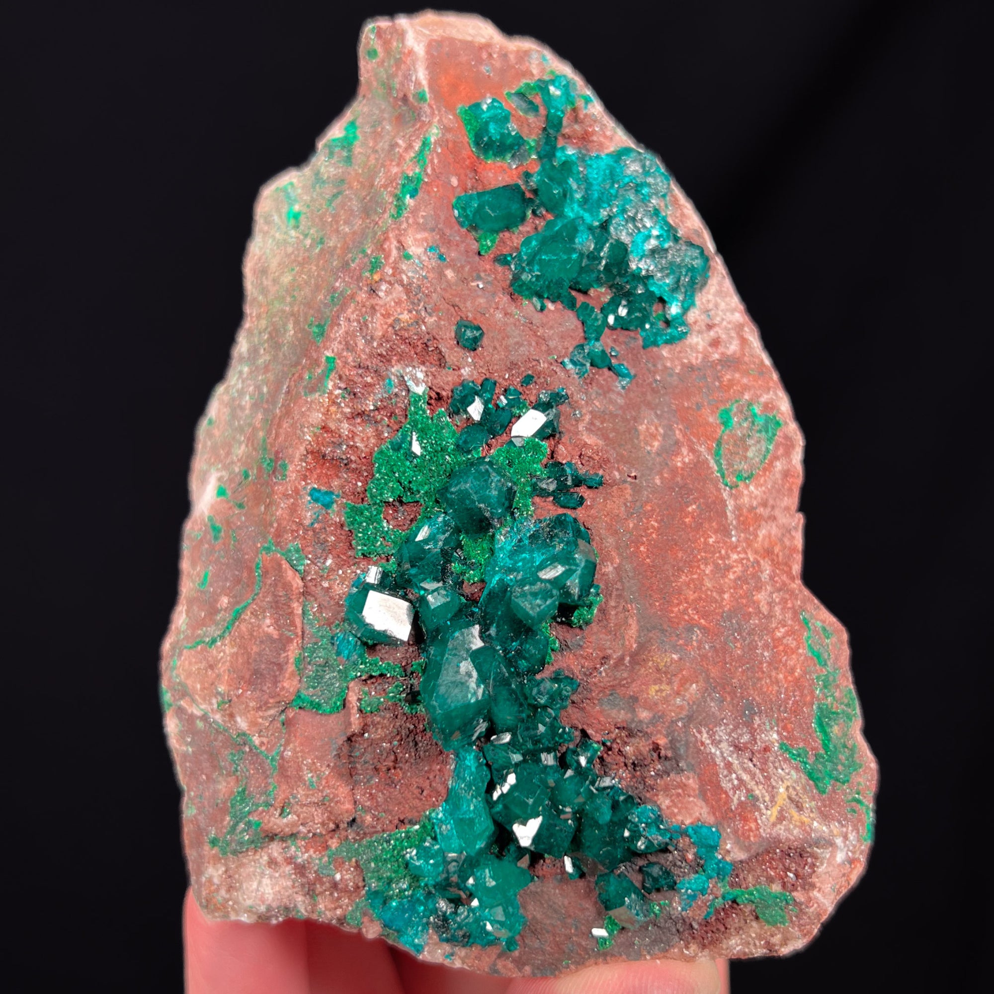 Large Dioptase Crystal Specimen with Malachite 