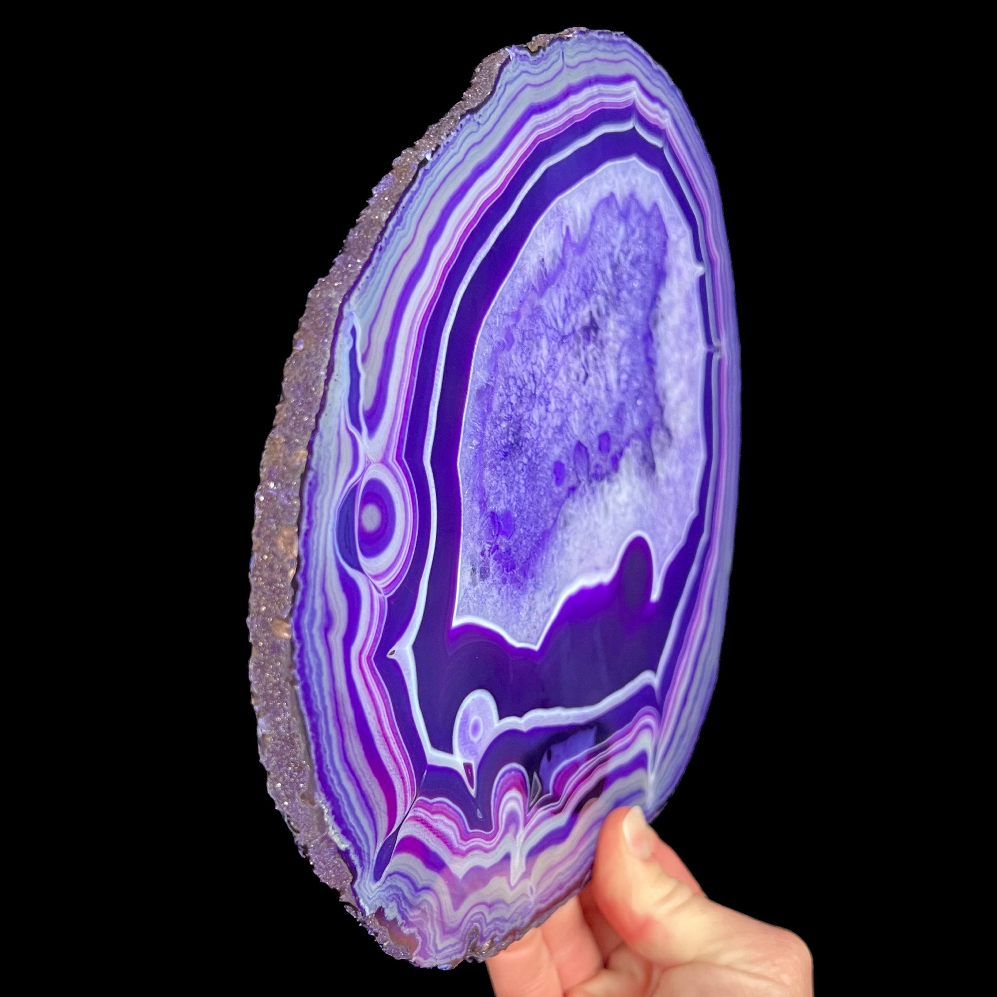 Side View Large Purple Dyed Agate Slice