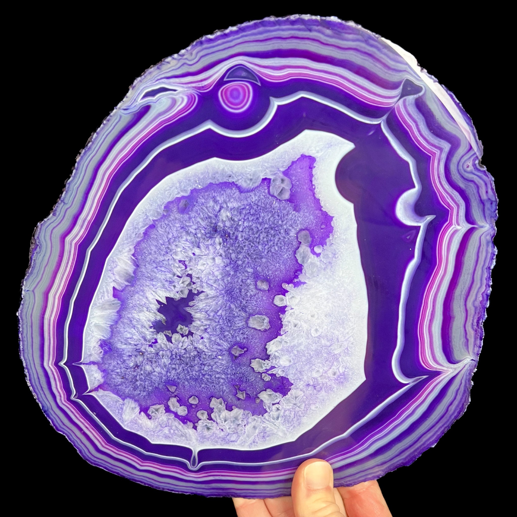 Large Purple Dyed Quartz Geode and Agate Slice