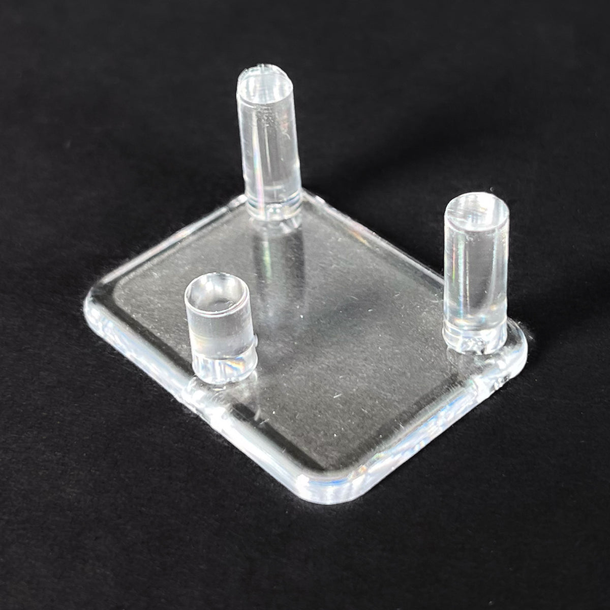 Small 3 Peg Clear Acrylic Crystal and Fossil Display Stand