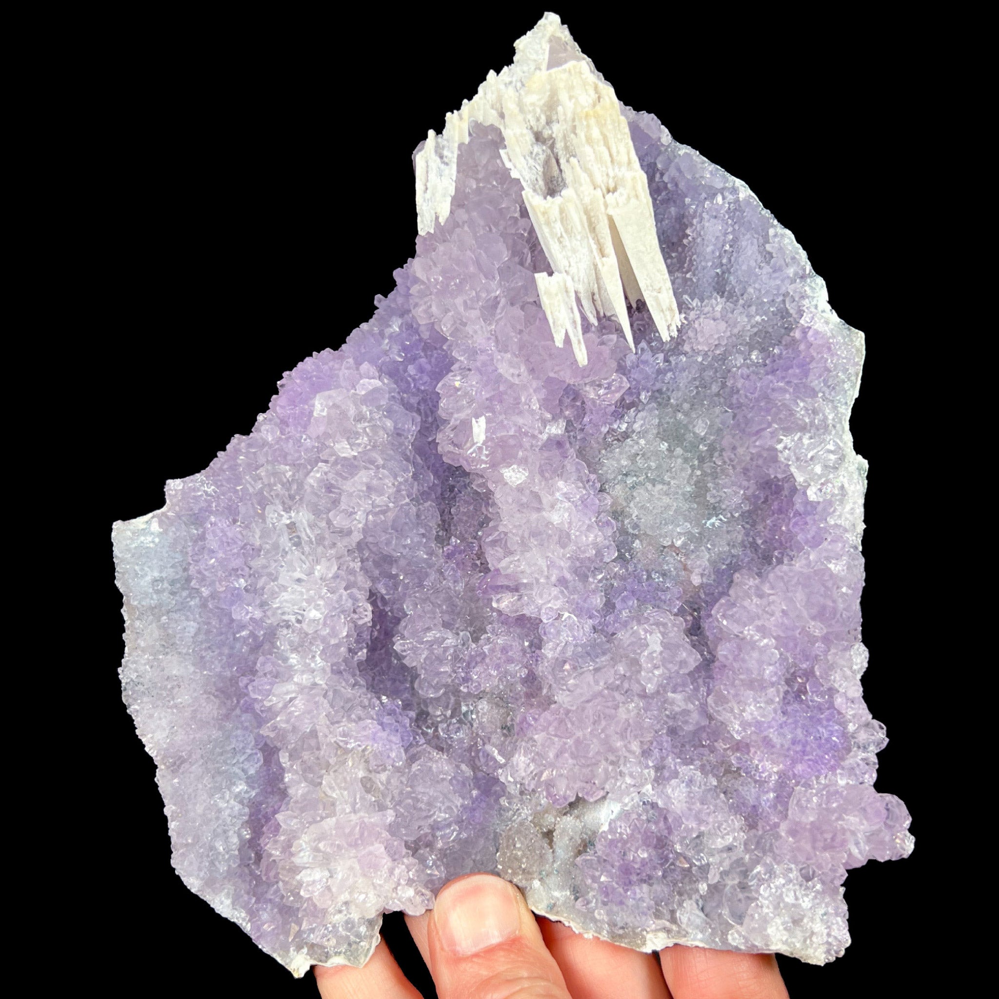 Amethyst Flower Plate with Anhydrite Crystals