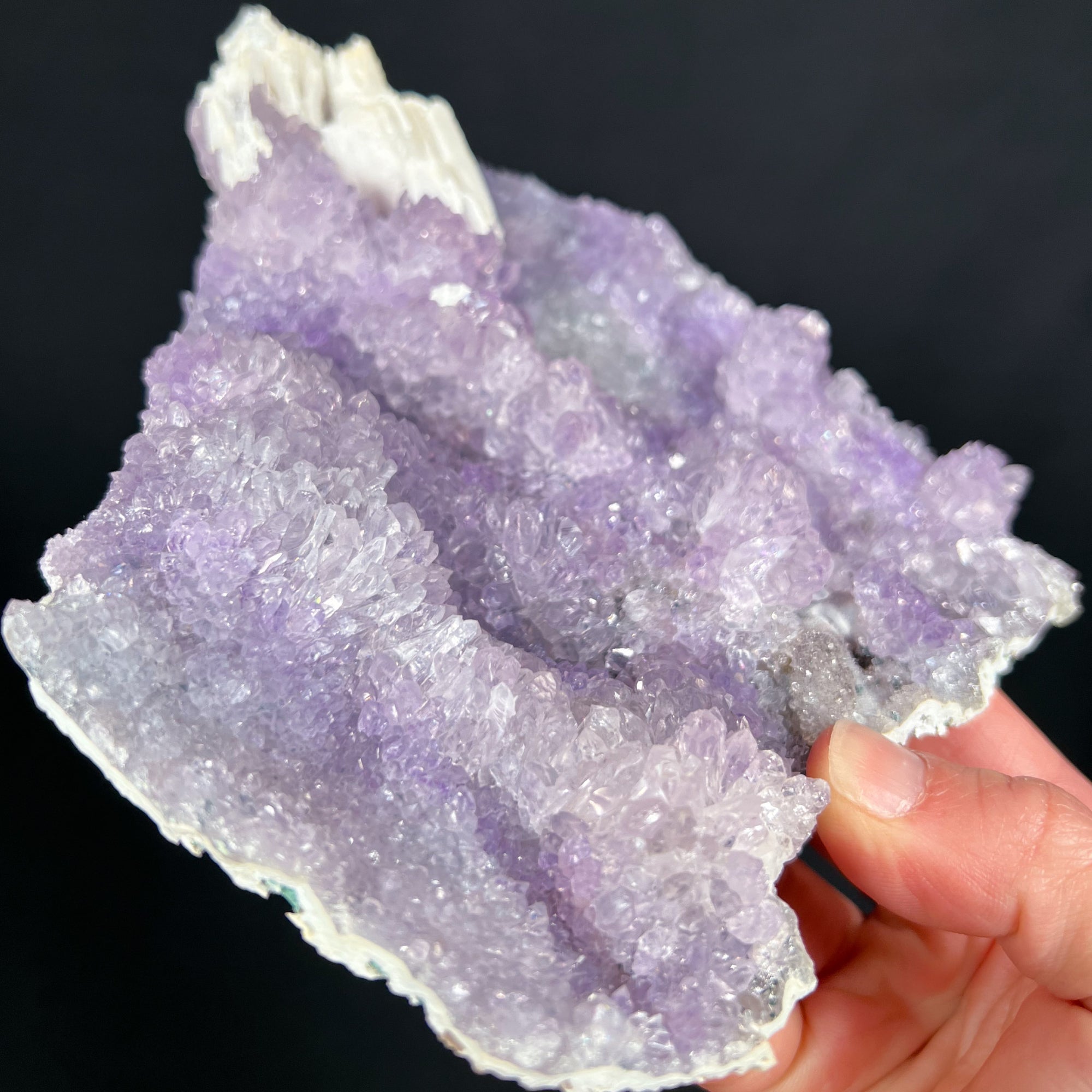 Amethyst Flower Plate with Anhydrite Crystals
