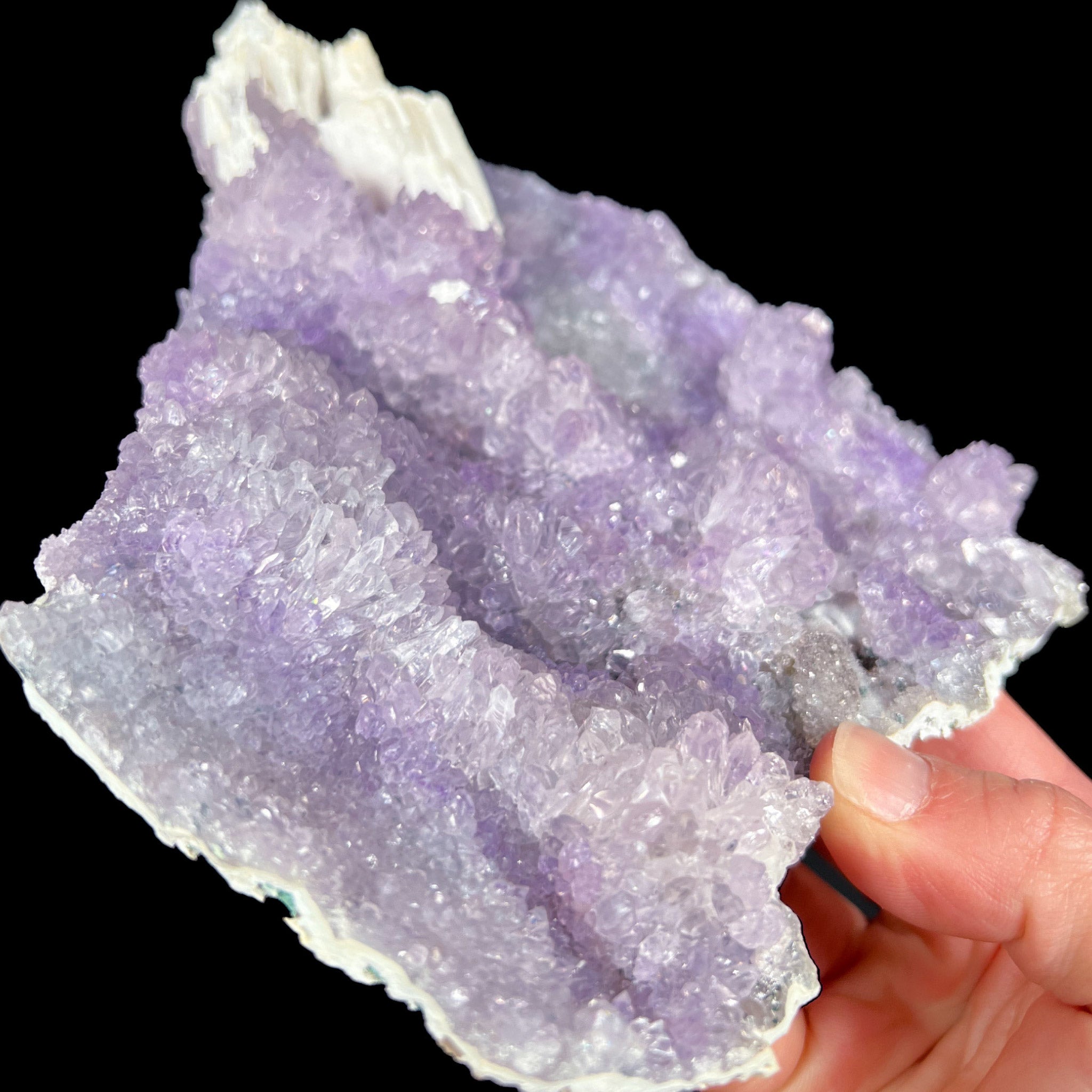 Plate of Purple Amethyst Crystals Clustered Together