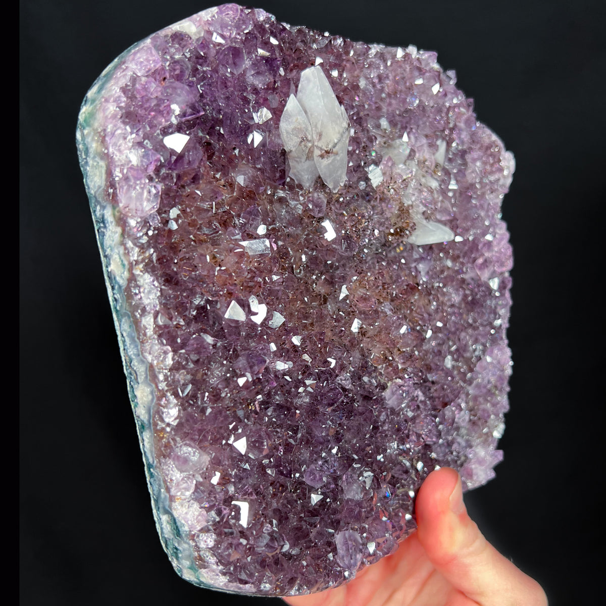 Side View Amethyst with Calcite Geode