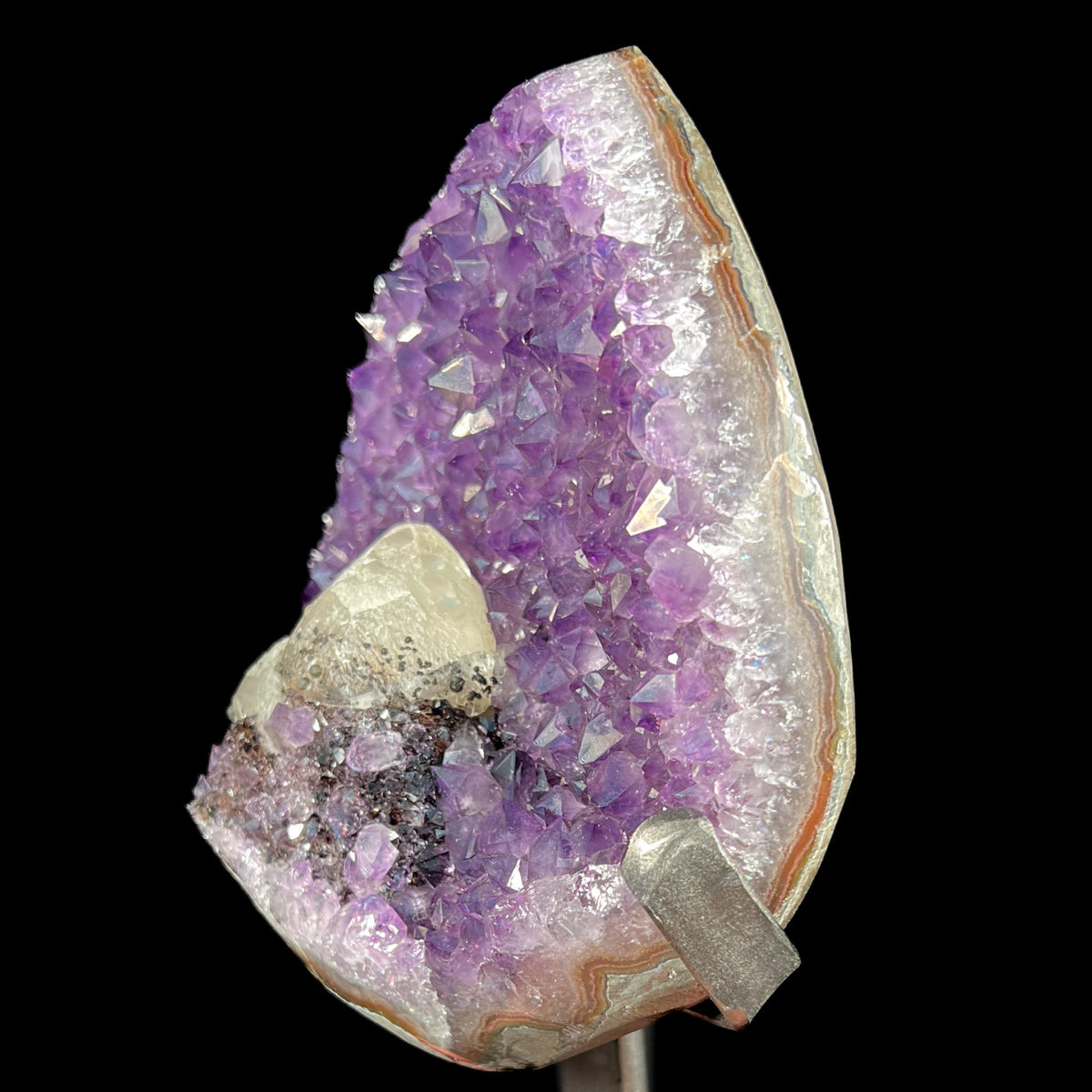 Side View Amethyst Calcite and Hematite Geode