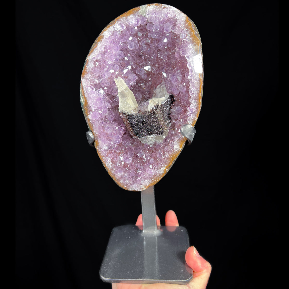 Large Amethyst Geode with Calcite and Hematite Crystals