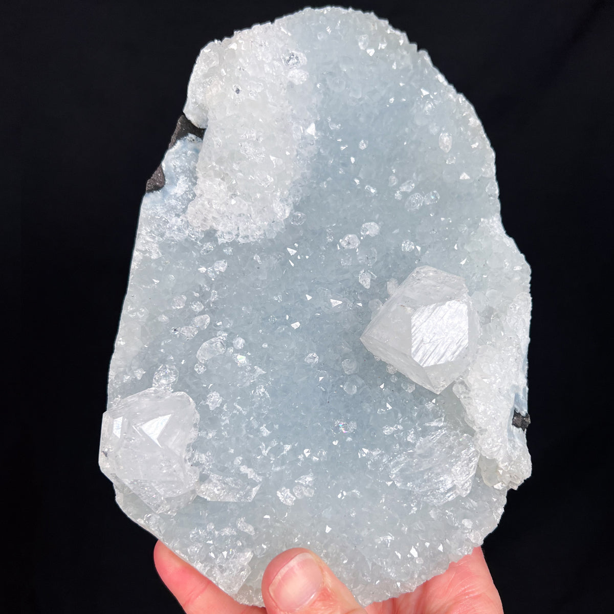 Apophyllite Mineral Specimen with Quartz Crystals and Chalcedony