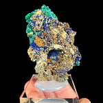Back side of specimen displaying blue Azurite crystals