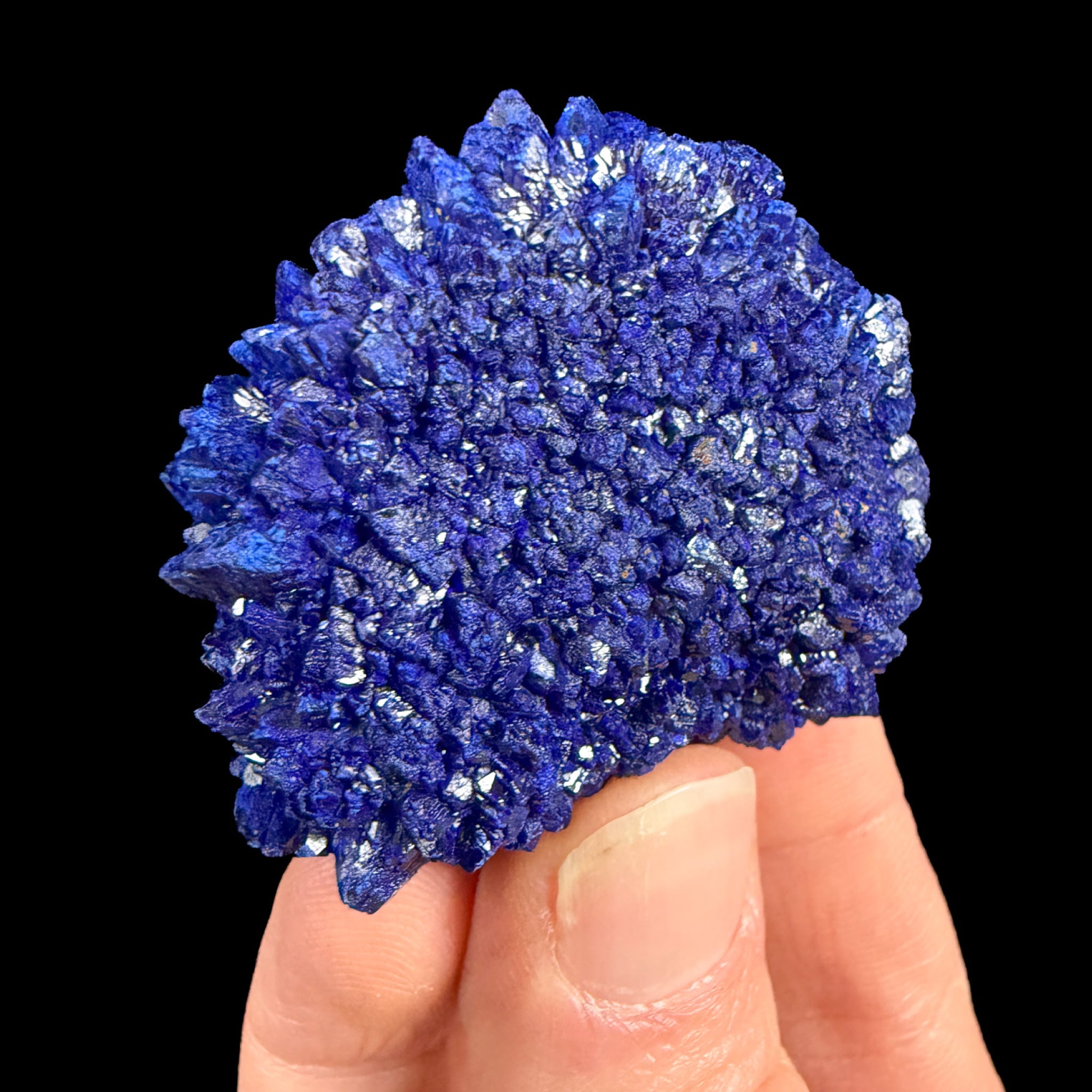 Reverse side view of Azurite crystal specimen from La Sal Utah