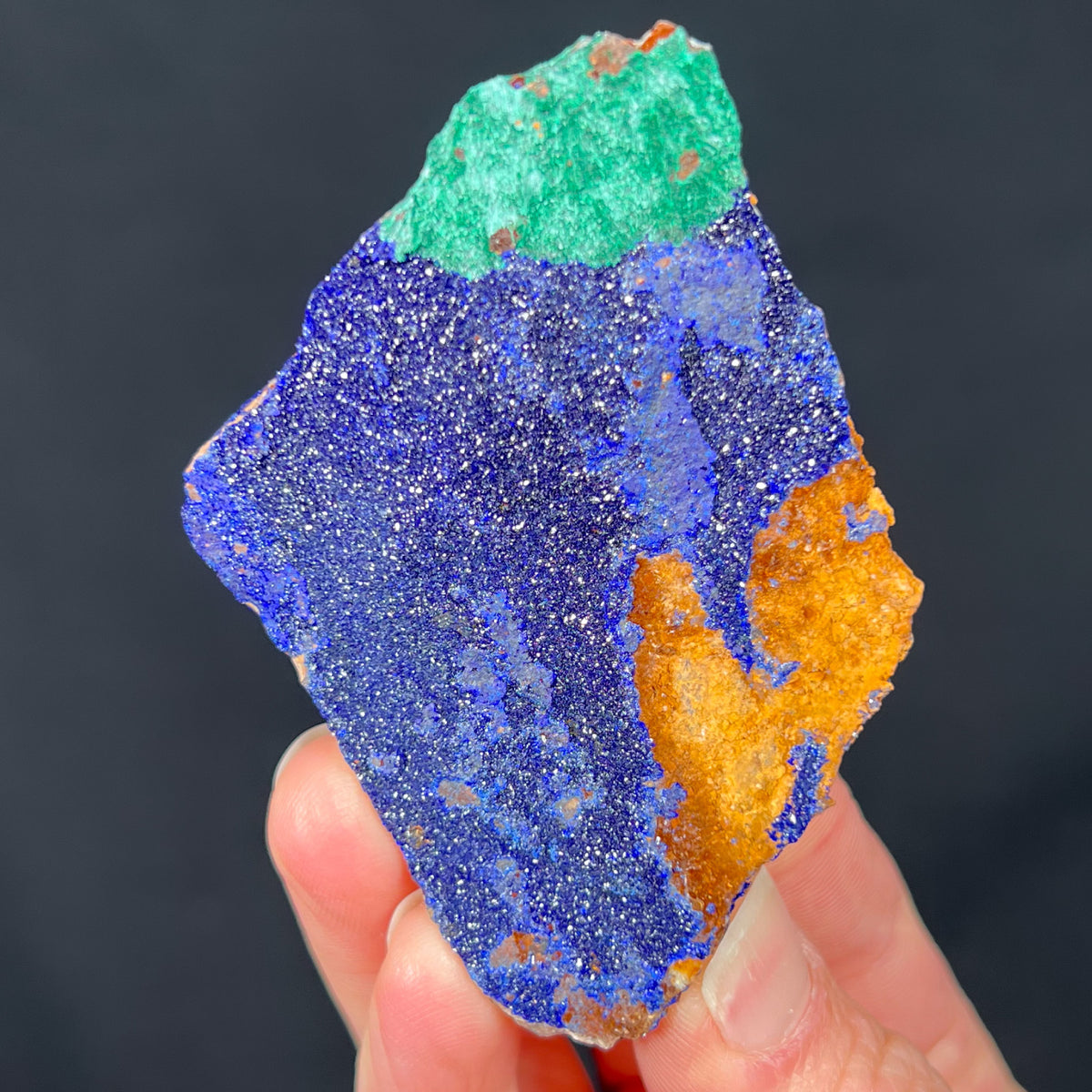 Drusy Azurite Crystals with Fibrous Malachite