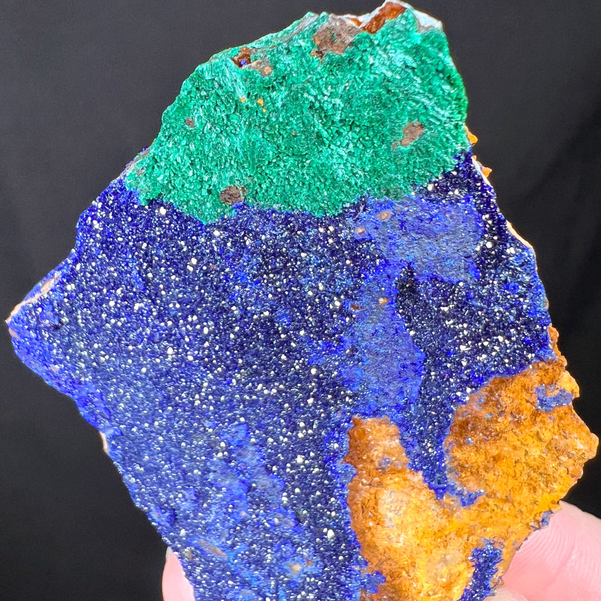 Velvety Malachite with Azurite Crystal Sparkles