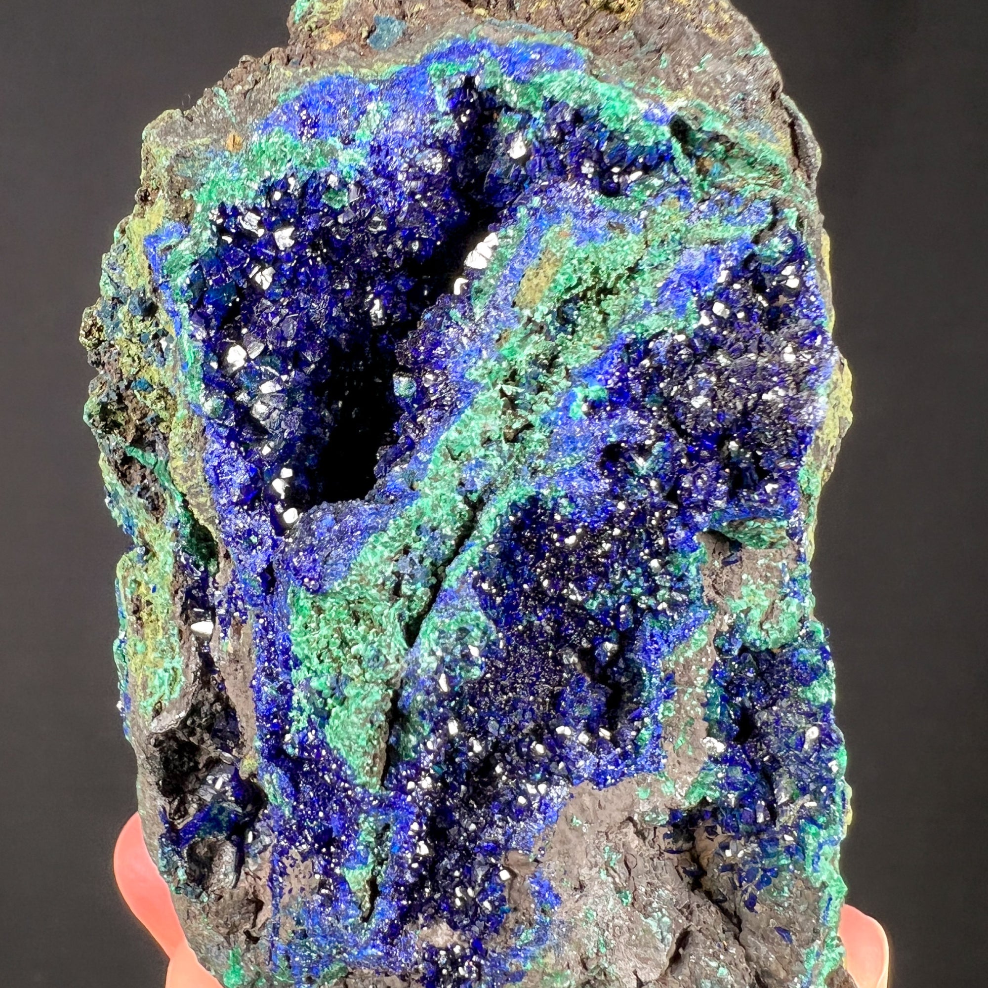 Large Azurite Crystals with Malachite