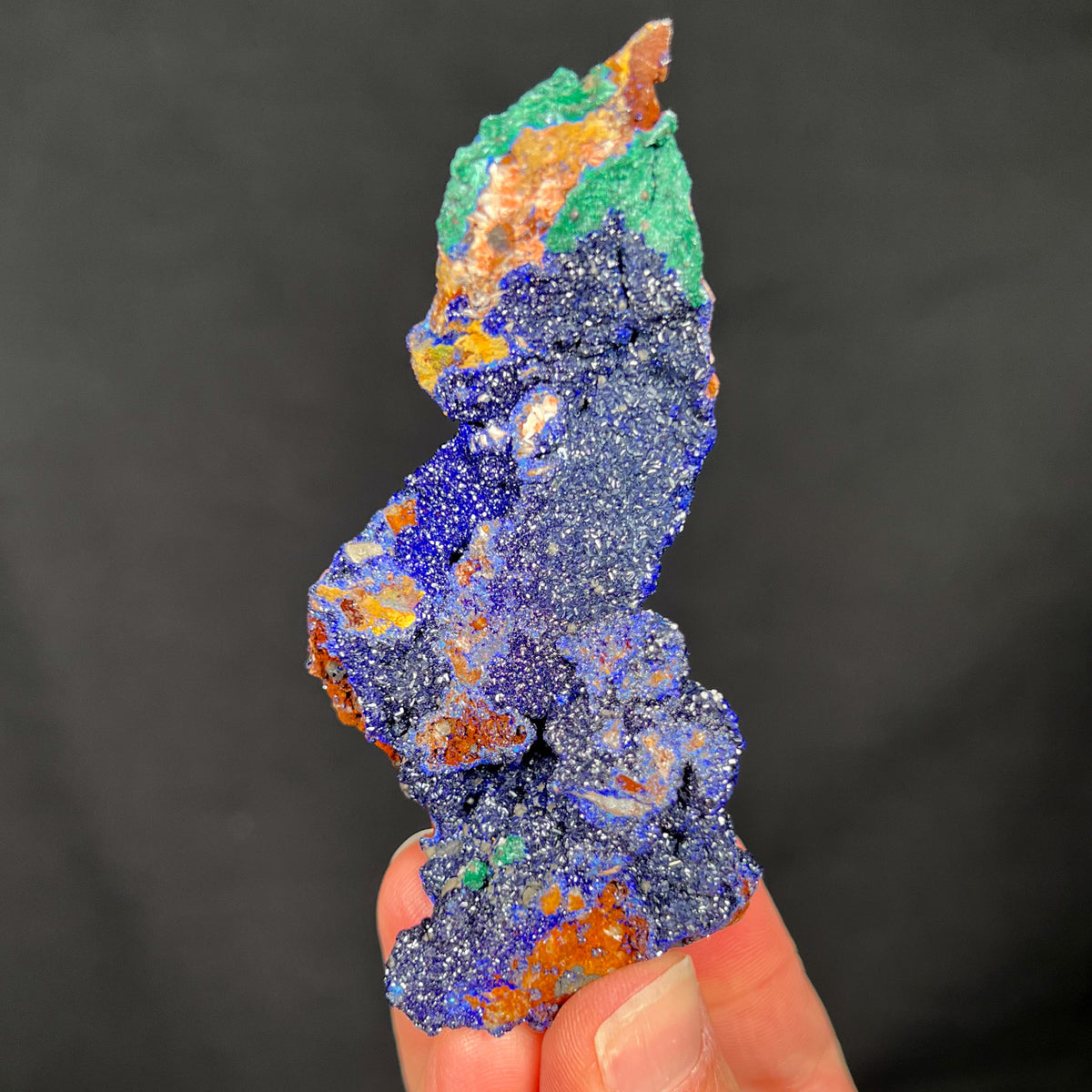 Indigo Azurite Crystals with Green Malachite Crystals