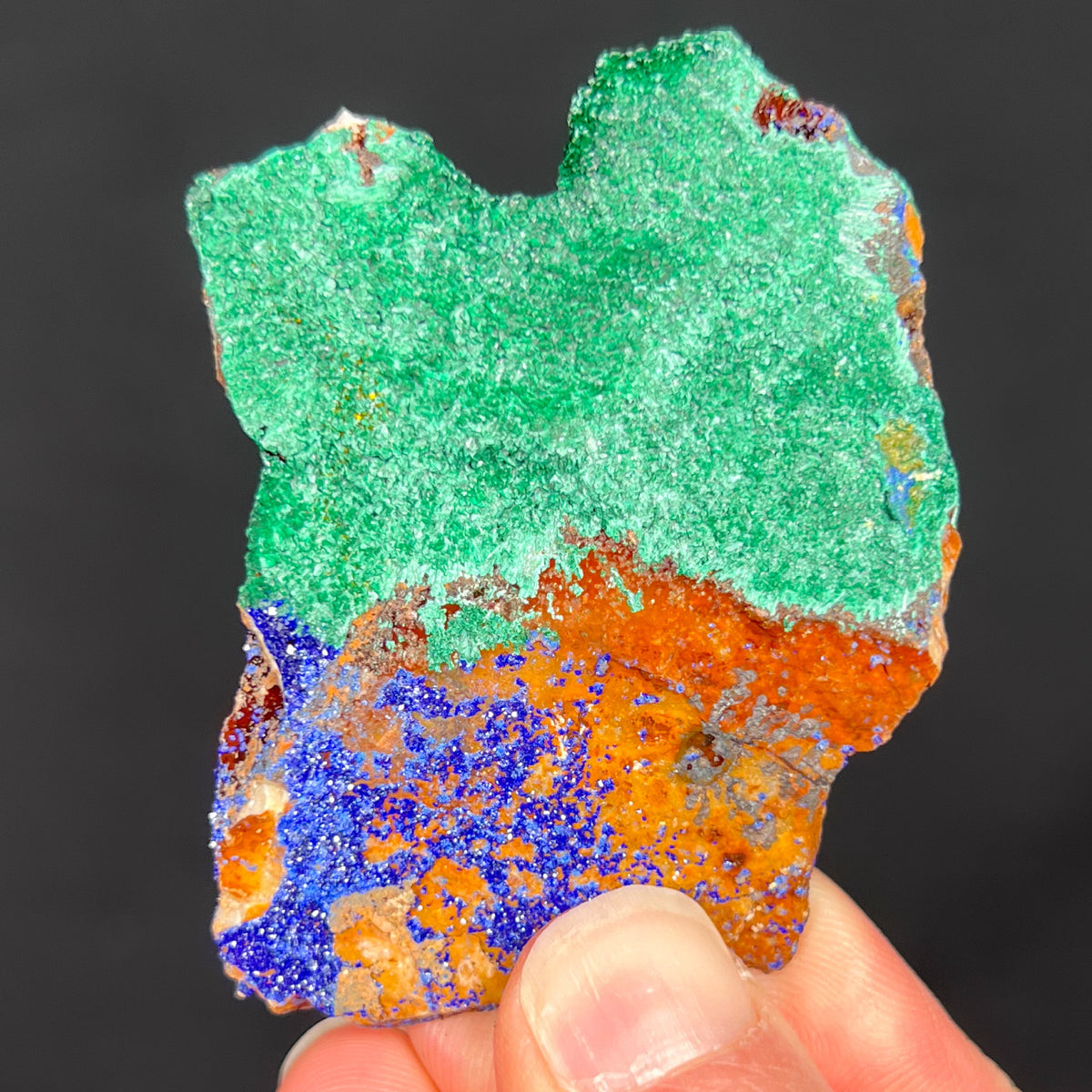 Fibrous Malachite with Azurite Crystals