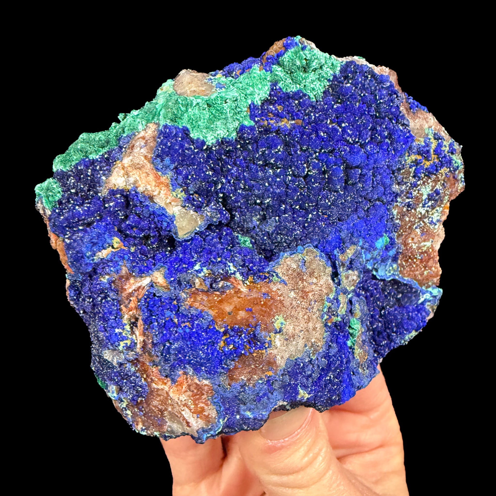 Azurite and Malachite mineral specimen from Morocco