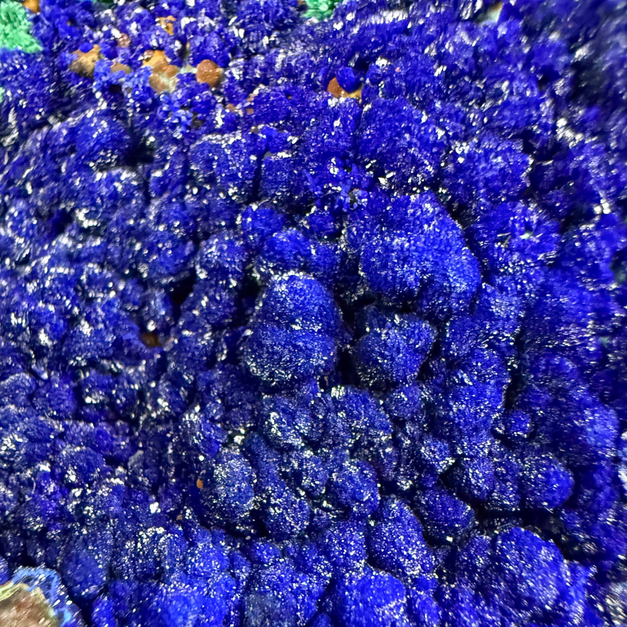 Close up of blue Azurite crystals