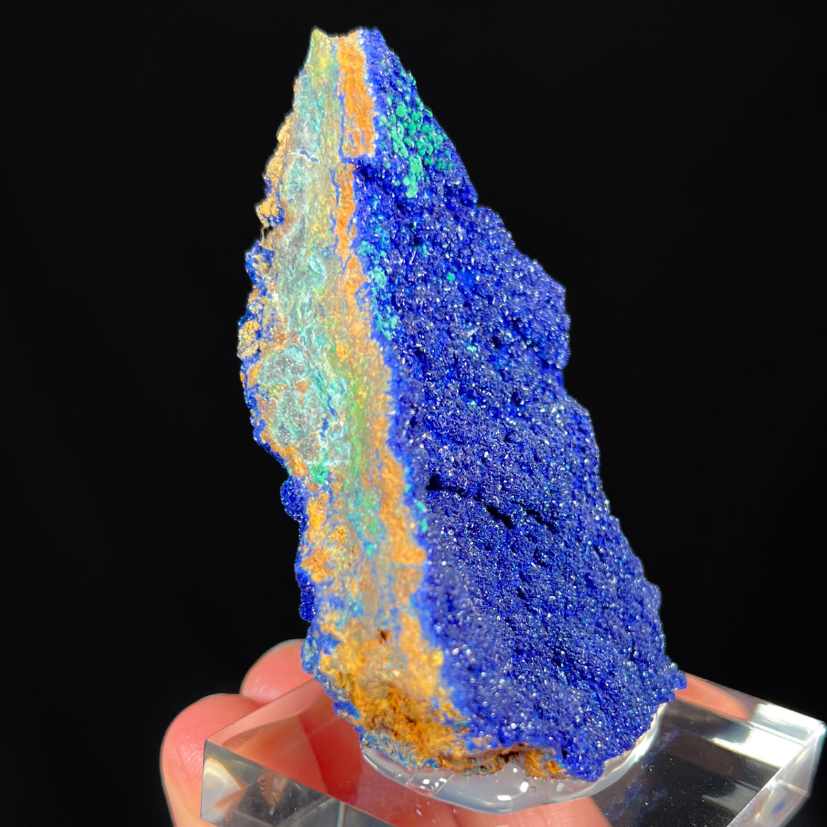 Side view of Azurite with Malachite Mineral Specimen from Morocco