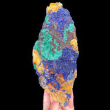 Large drusy blue Azurite crystal specimen with fibrous green Malachite crystals from Morocco