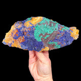 Blue drusy Azurite crystals with fibrous green Malachite crystals