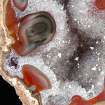 Close up of Amethyst, Quartz, and Banded Agate inside a New Mexico geode