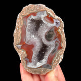Red Banded Agate, Amethyst, Quartz, and Calcite inside a Baker Egg from New Mexico