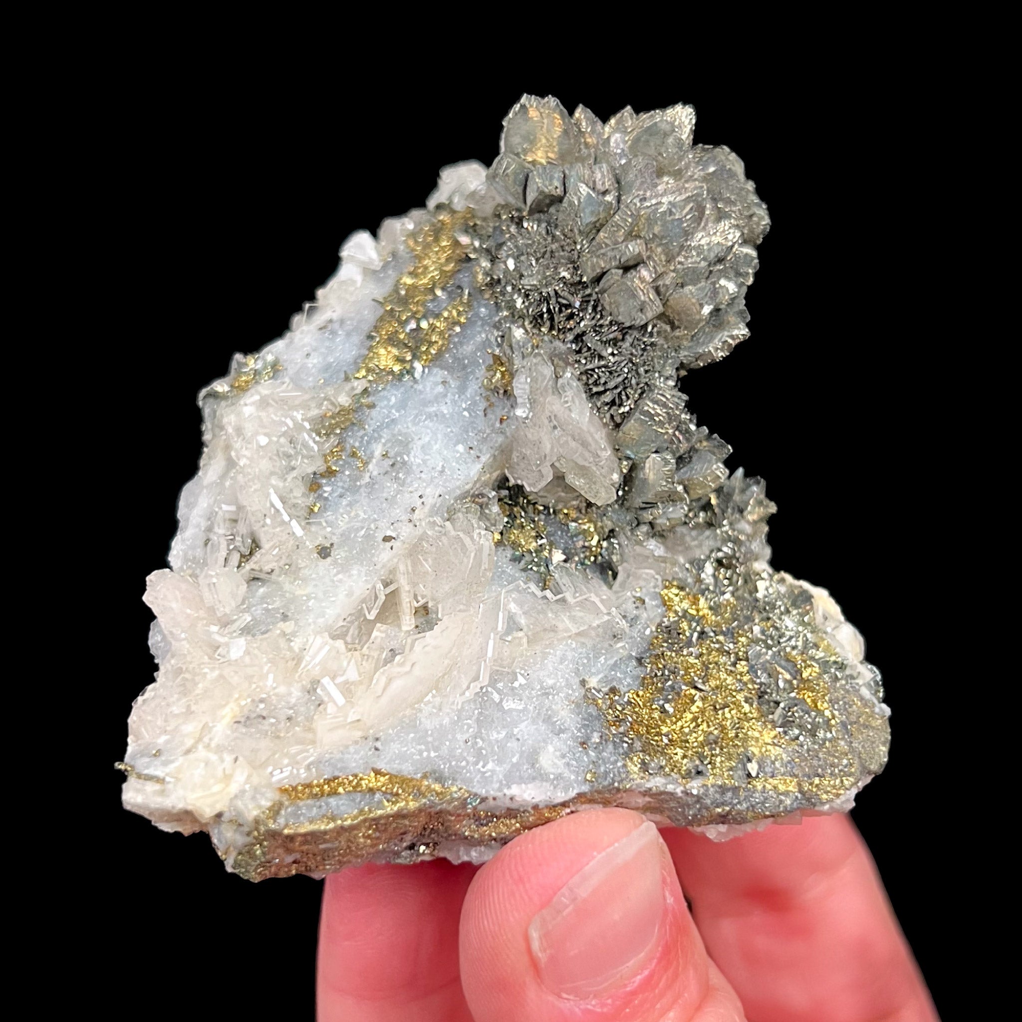 Barite Crystal Blades with Golden and Brass Colored Marcasite Crystals