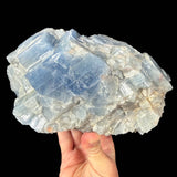 Large raw blue calcite mineral specimen from Mexico