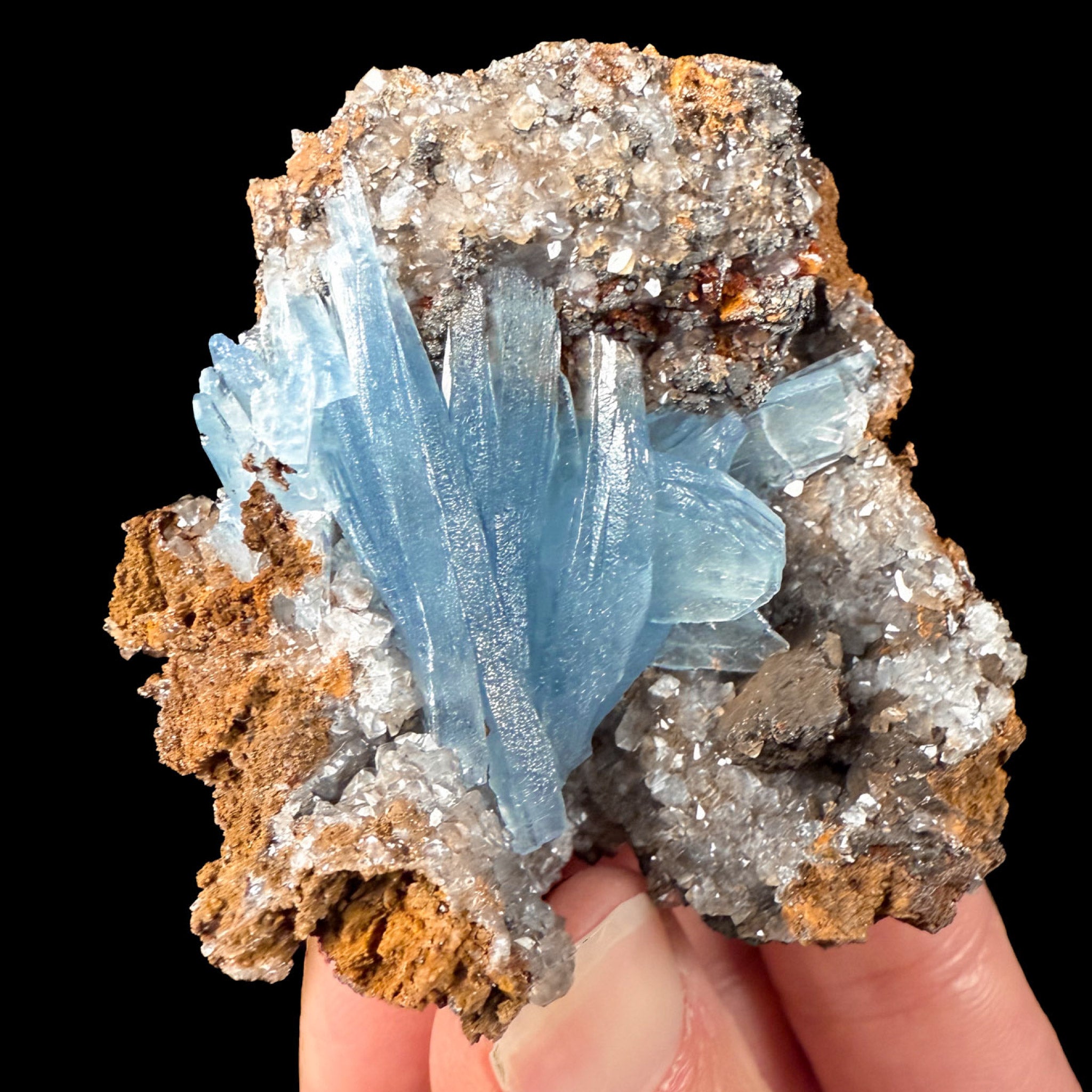 Blue Barite Crystals from Morocco