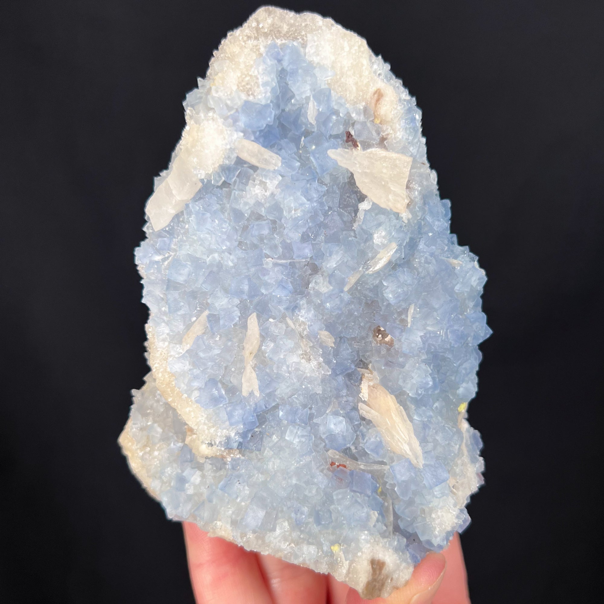Blue Fluorite Crystal Cubes with White Barite Crystals from New Mexico