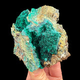 Side view of Brochantite mineral specimen