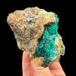 Side view of Brochantite specimen in host rock
