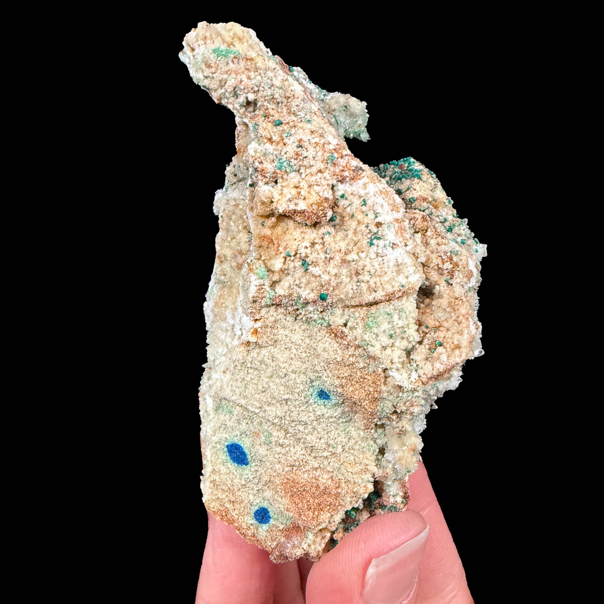 Back side of specimen displaying Azurite