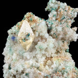 Close up of Calcite crystal with Malachite and Azurite