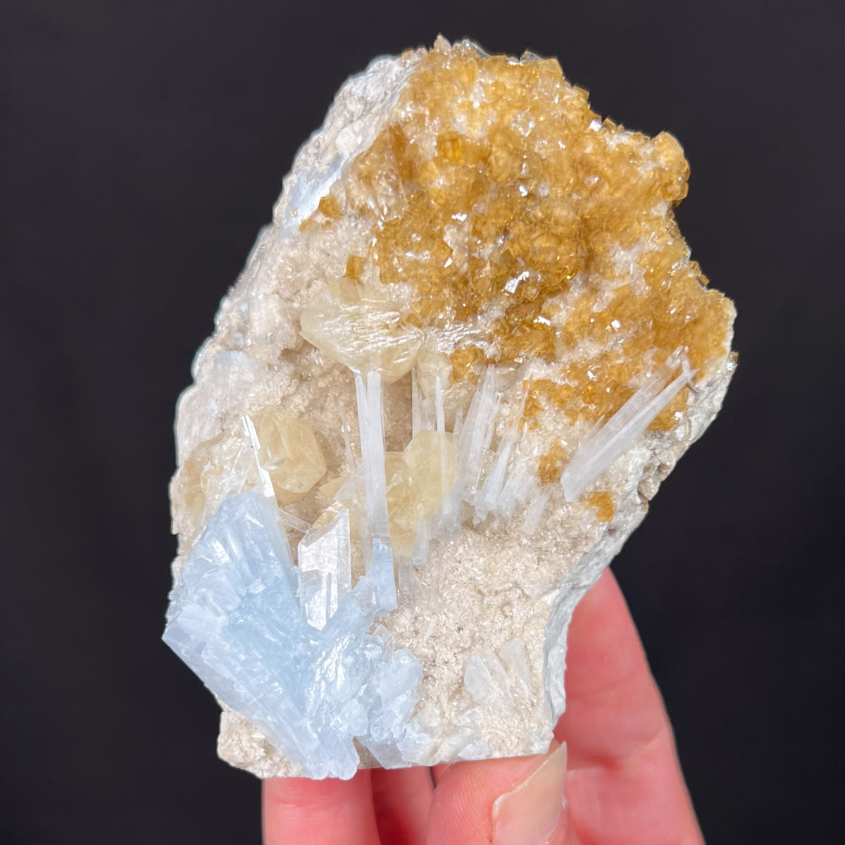 Fluorite with Celestite and Calcite Mineral Specimen from Clay Center, Ohio