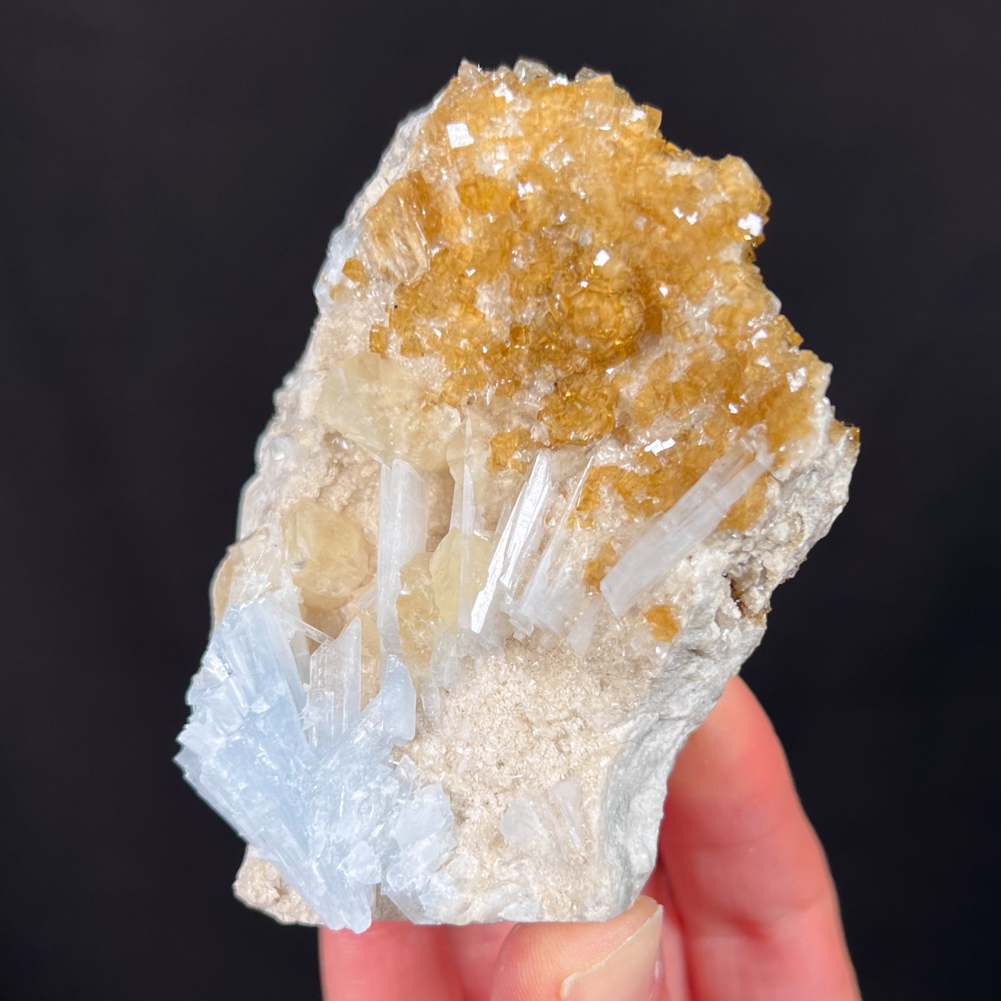 Fluorite, Celestite, and Calcite Crystal Specimen from Clay Center, Ohio