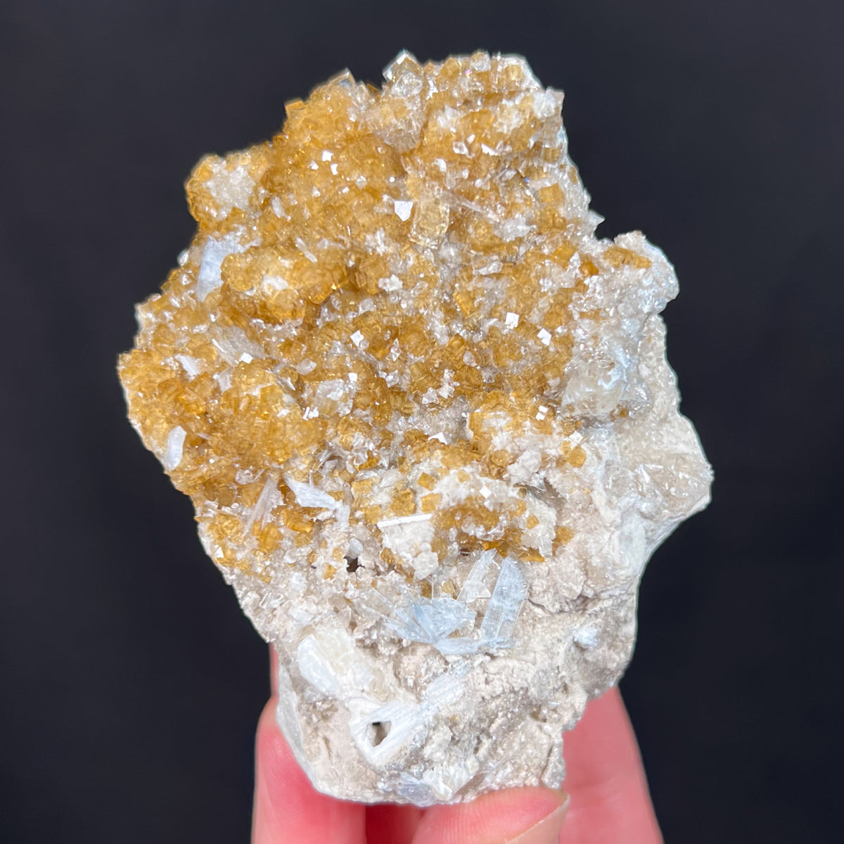 Rootbeer Fluorite with Celestite and Calcite
