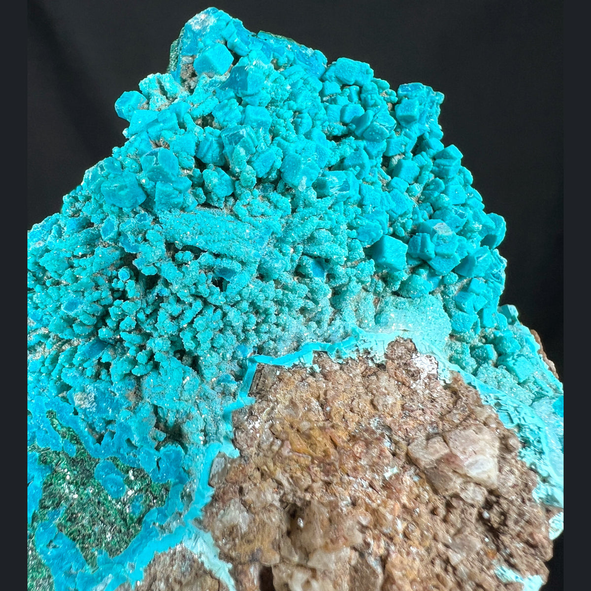 Chrysocolla on Dolomite with Malachite