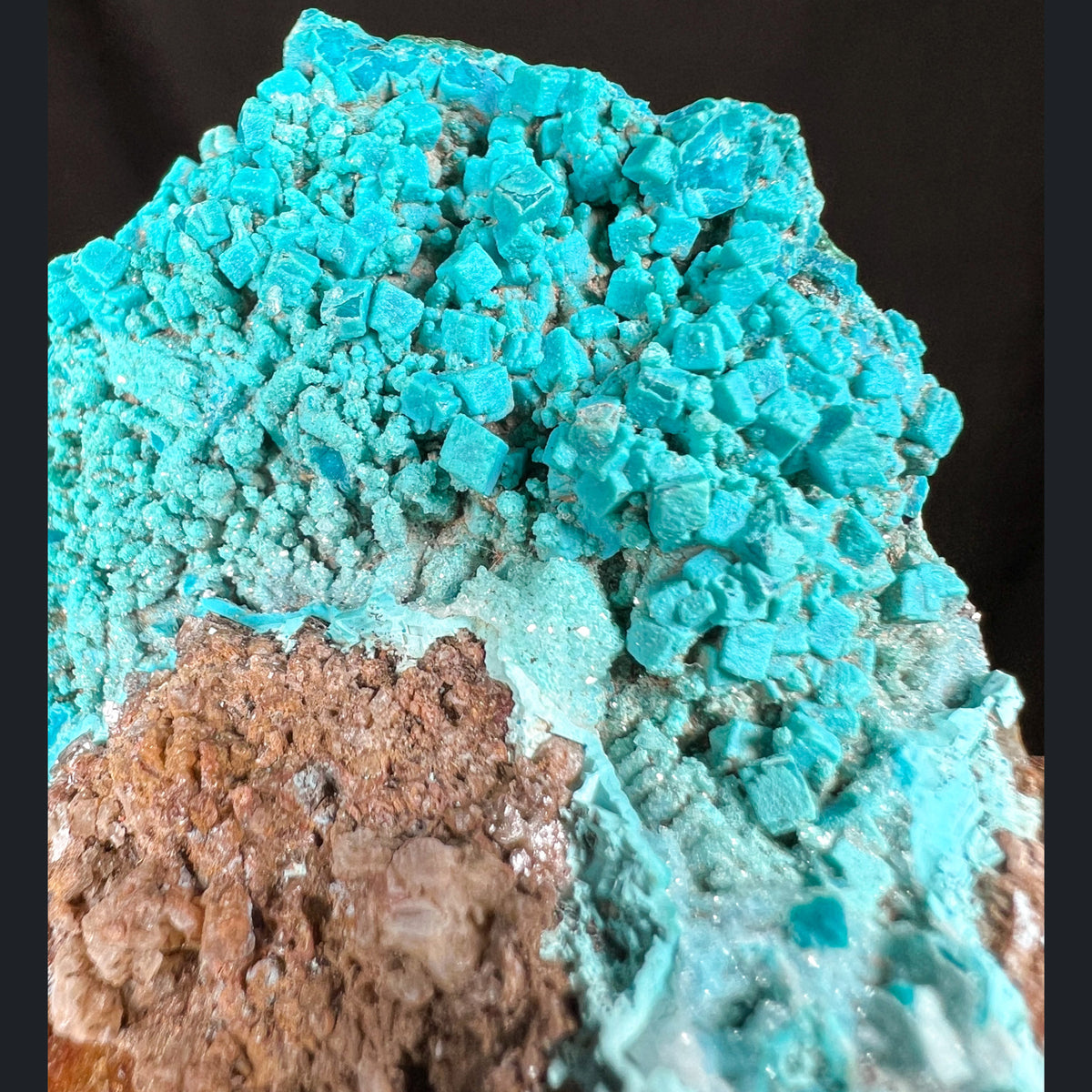 Chrysocolla on Dolomite with Drusy Quartz