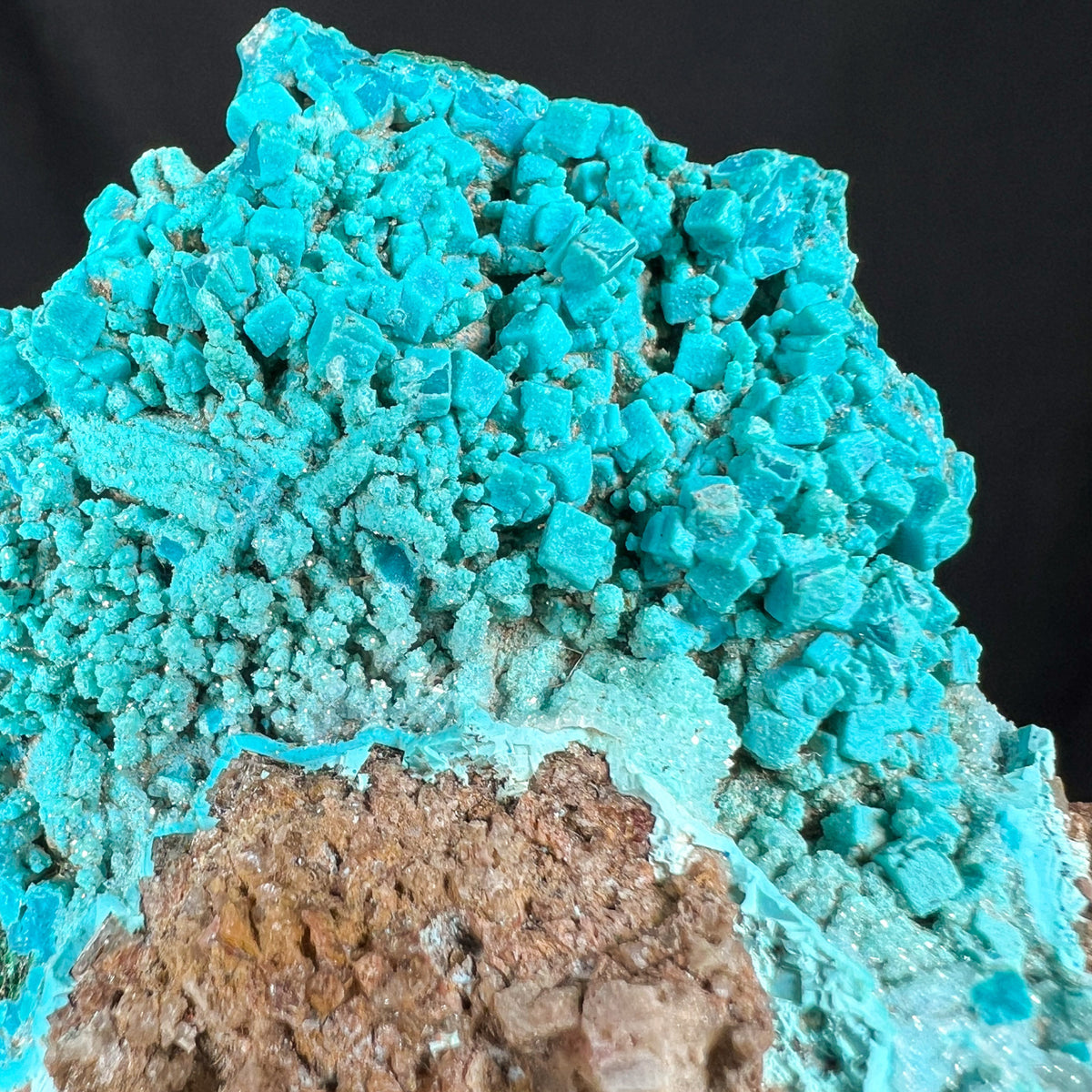 Blue Chrysocolla coating Dolomite crystals