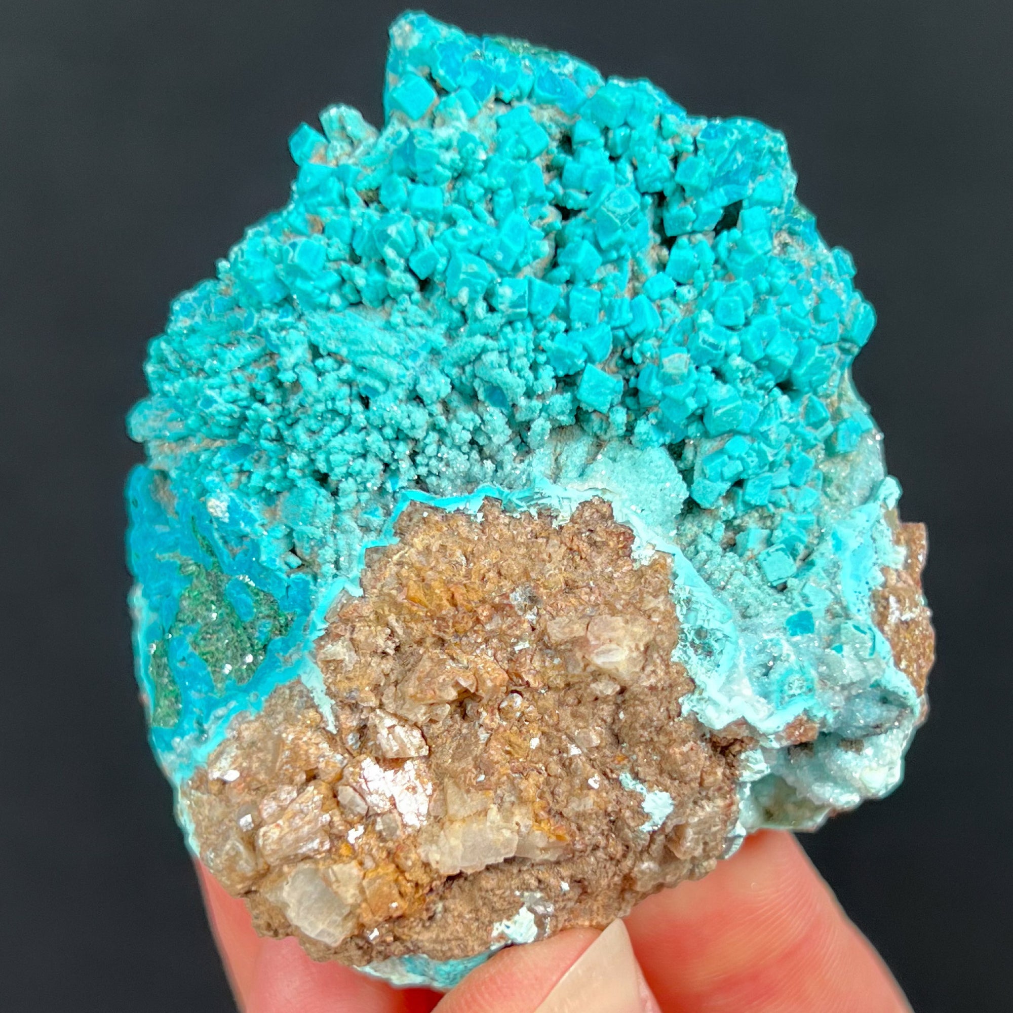 Chrysocolla on Dolomite with Malachite