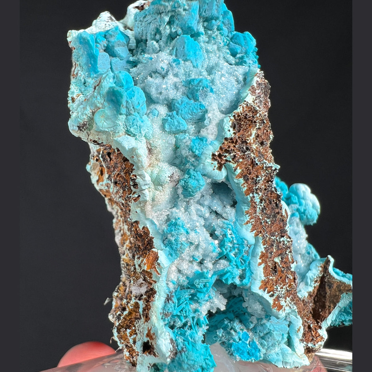 Chrysocolla on Dolomite with Druzy Quartz