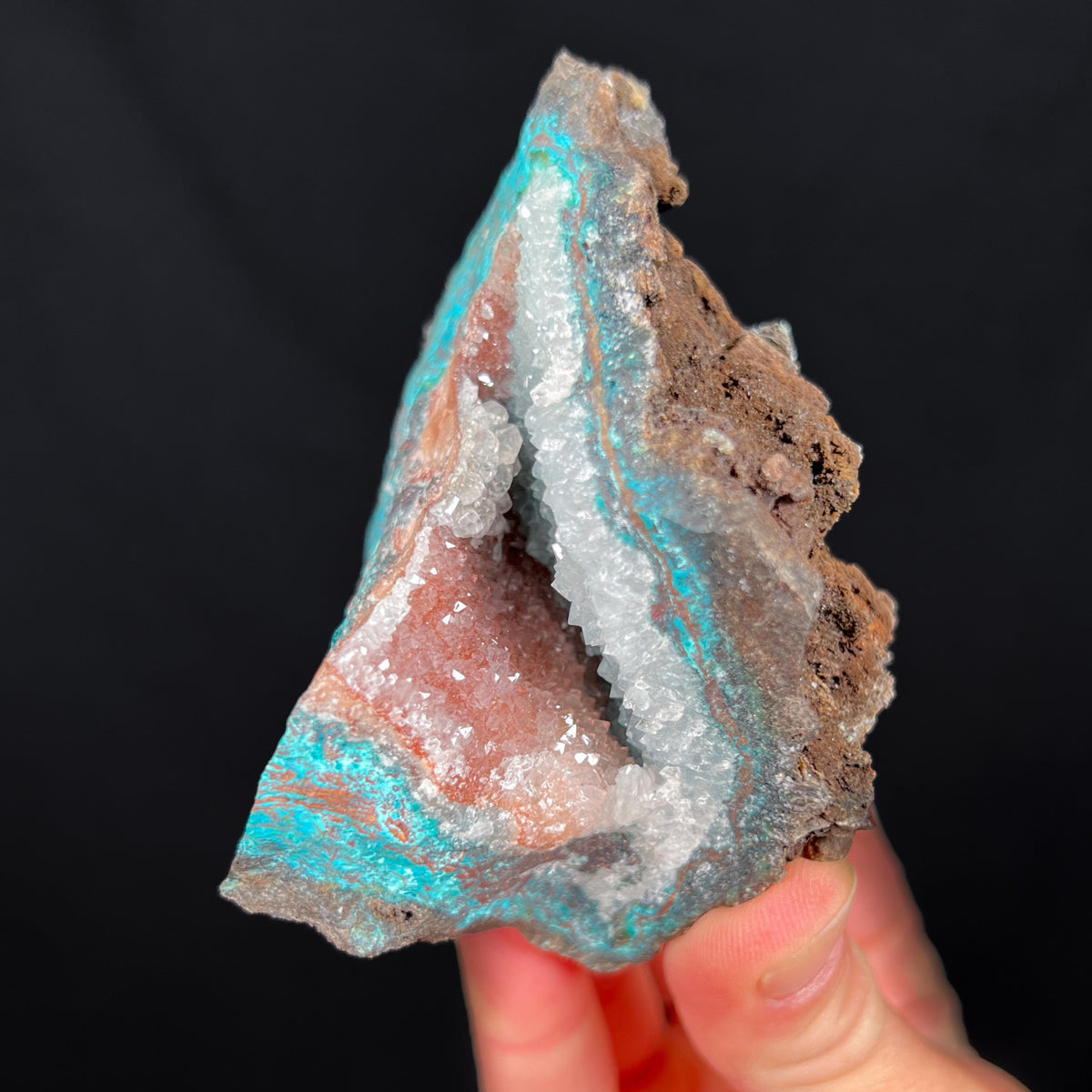 Quartz Geode with Chrysocolla