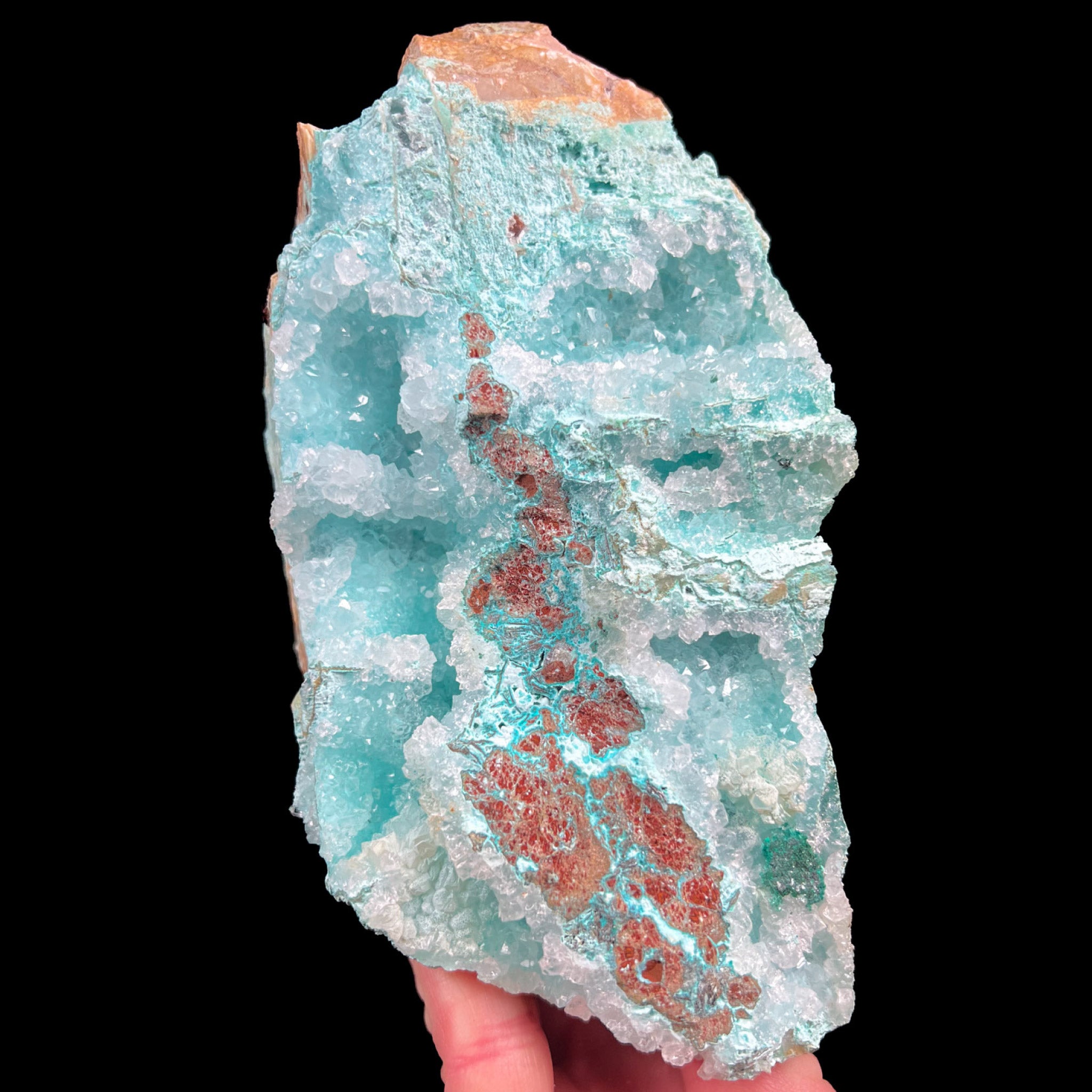 Large Quartz crystals with Teal Chrysocolla Mineral Specimen from Peru