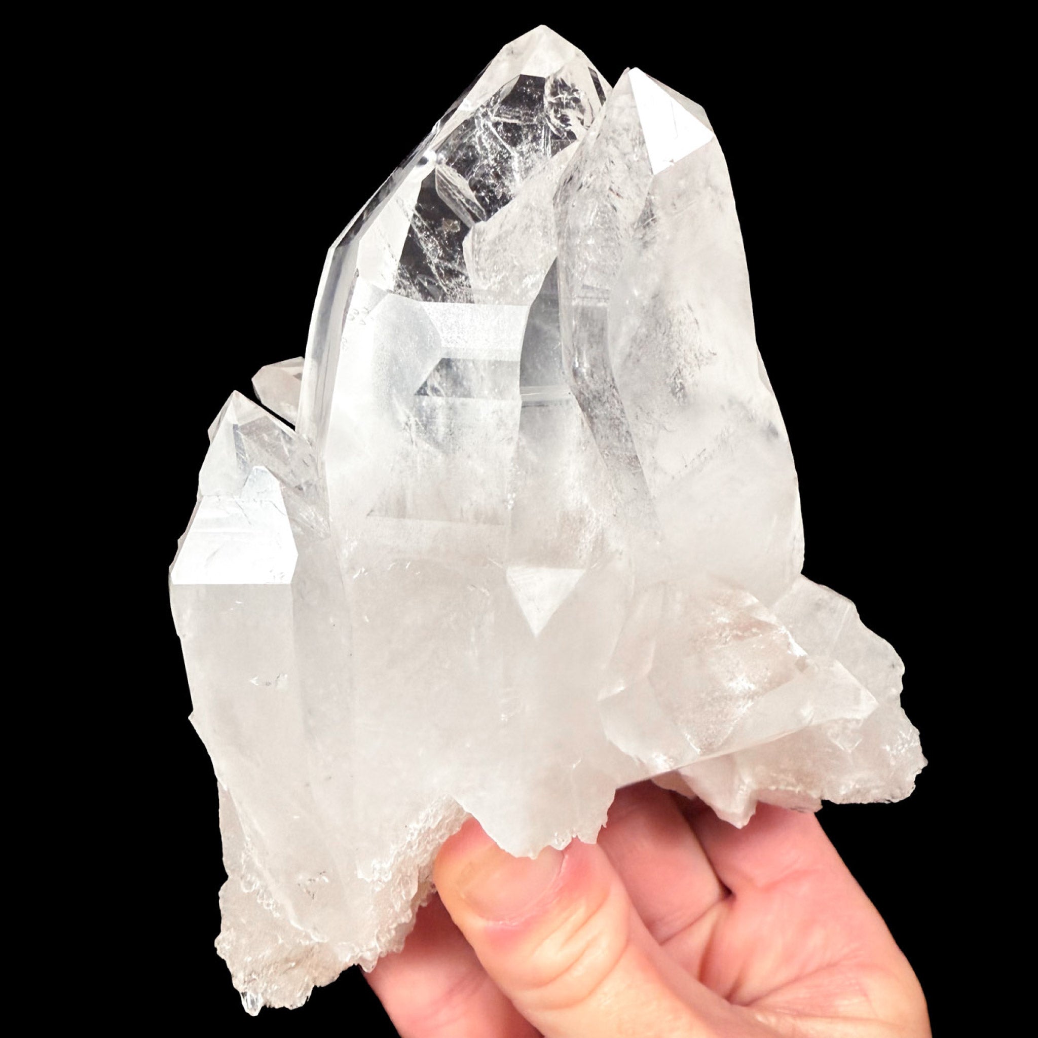 Quartz crystal cluster with clear crystals