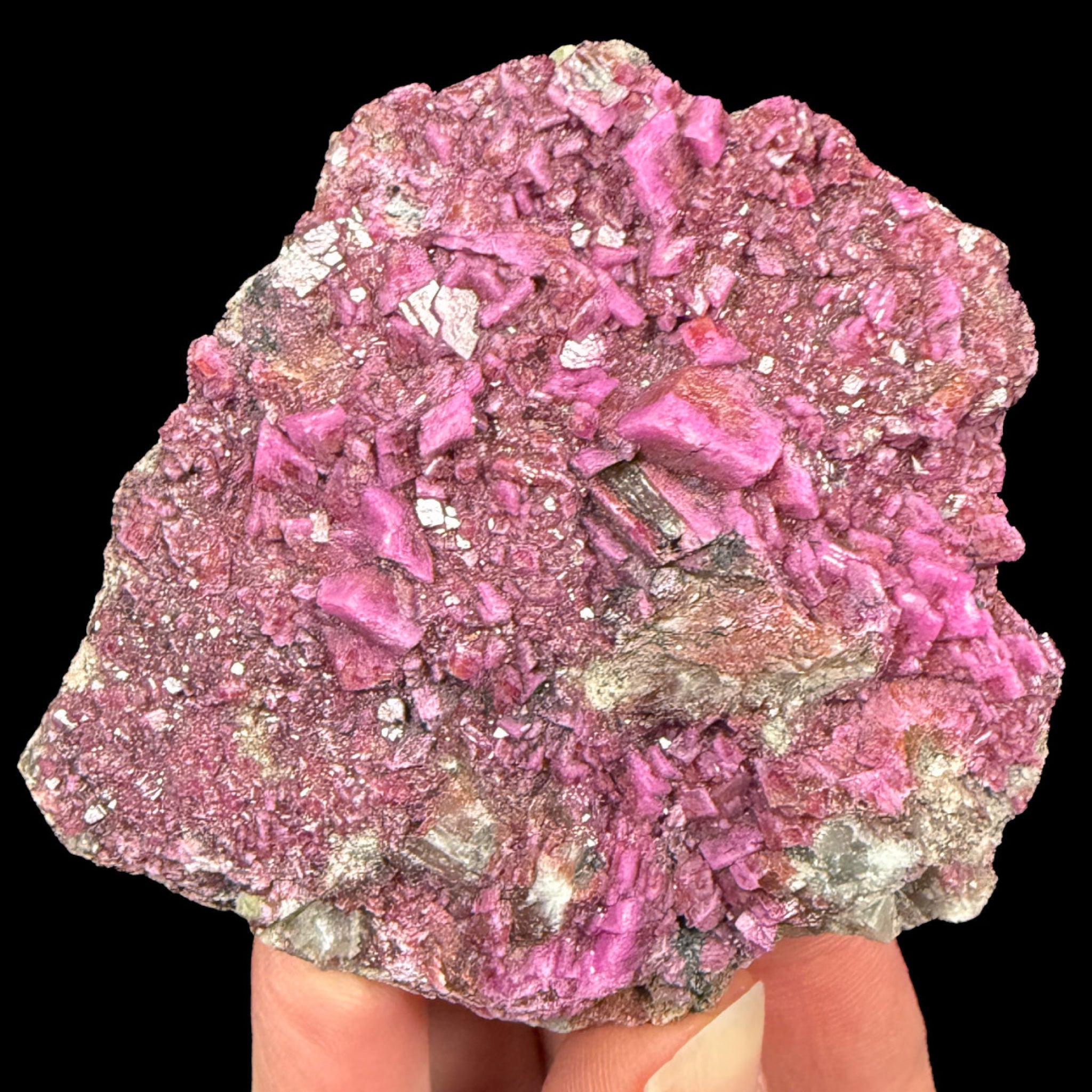 Pink Cobalt-bearing Calcite crystals