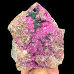 Pink Cobalt-bearing Calcite mineral specimen with green Malachite crystals