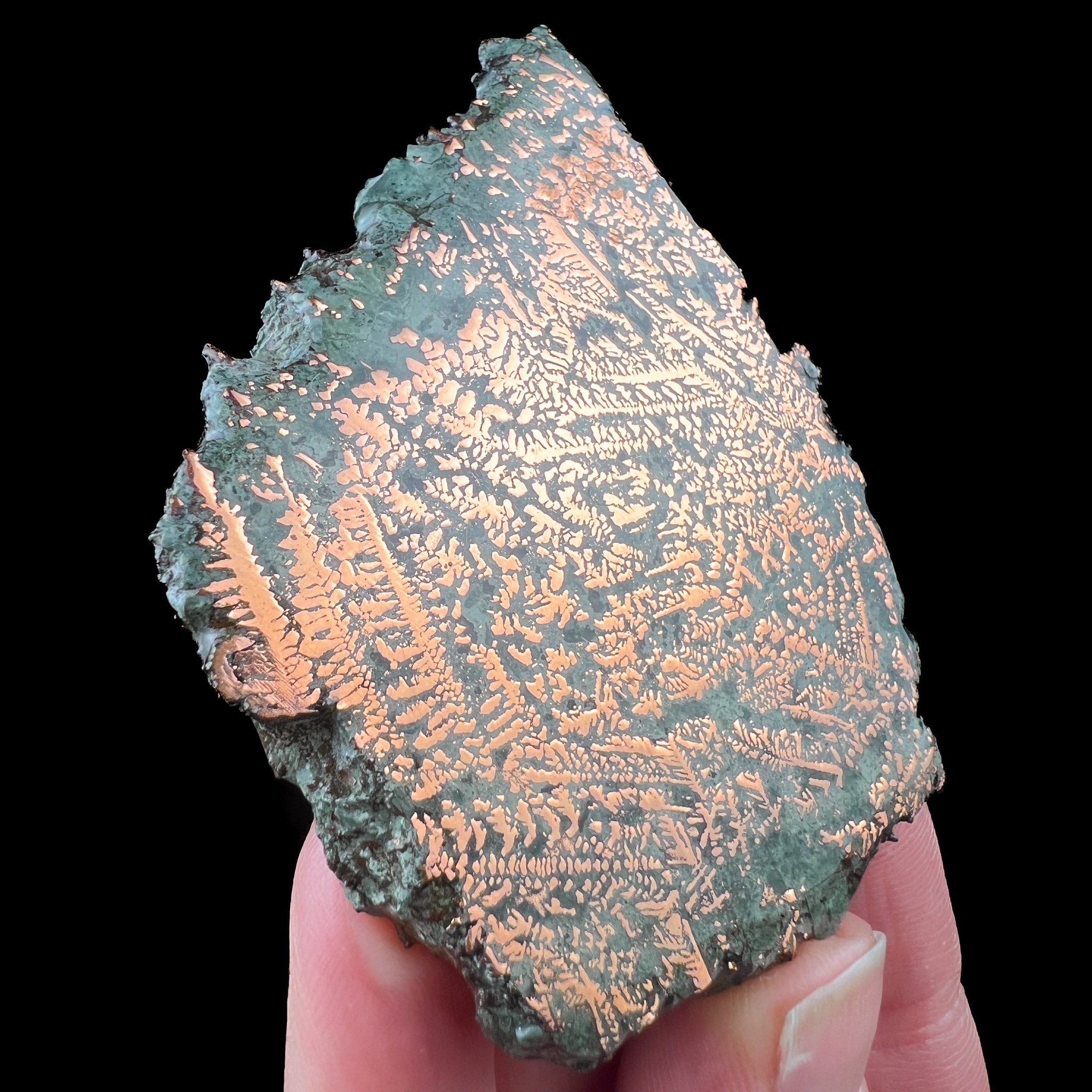 Native Copper in Stone Slice from Phoenix Mine, Michigan