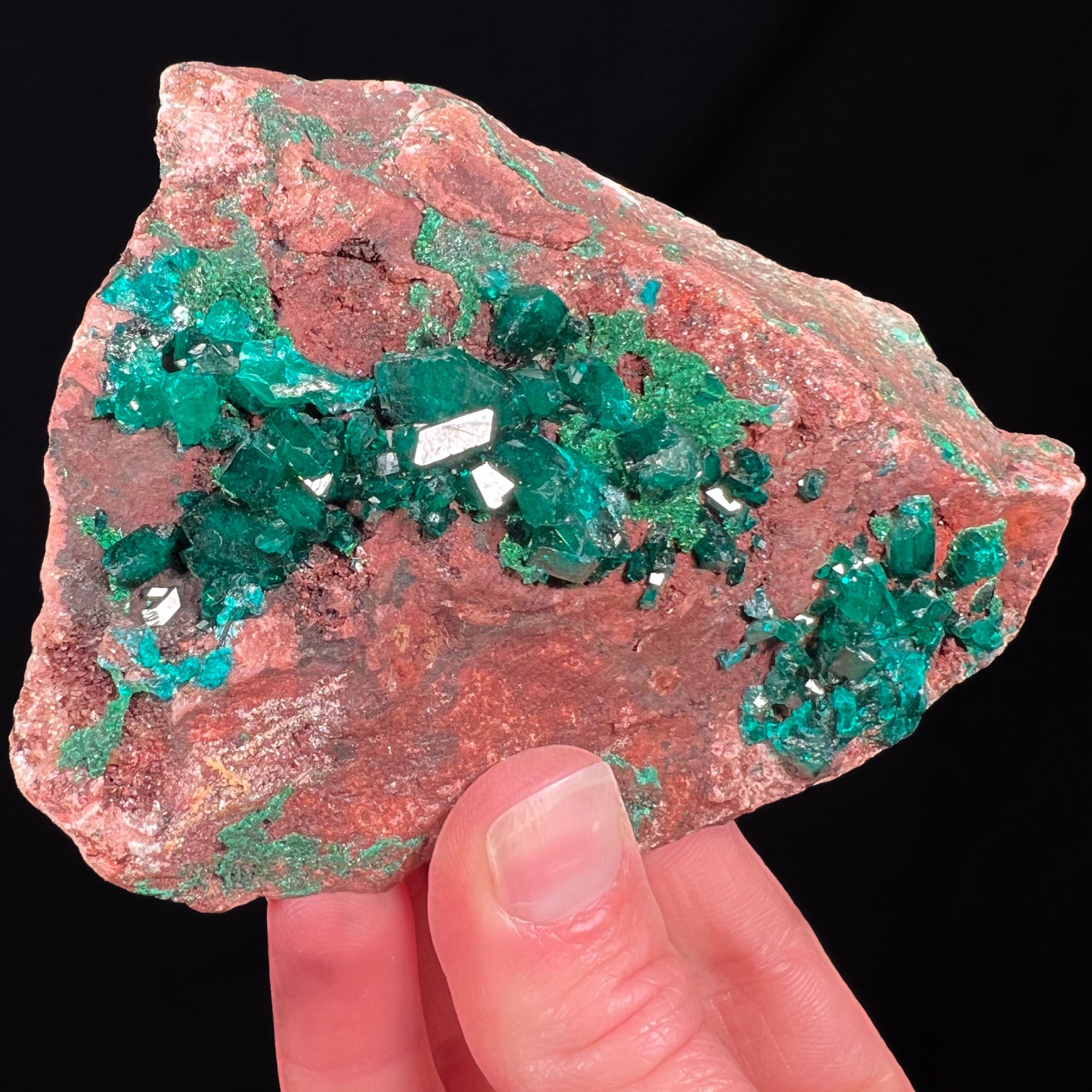 Large Dioptase Crystal Specimen with Malachite 