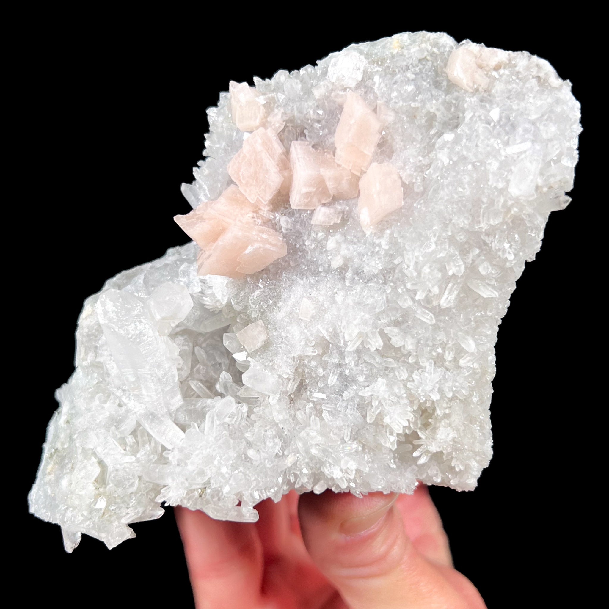 Pink Dolomite with White Quartz Crystals from Hunan Province, China