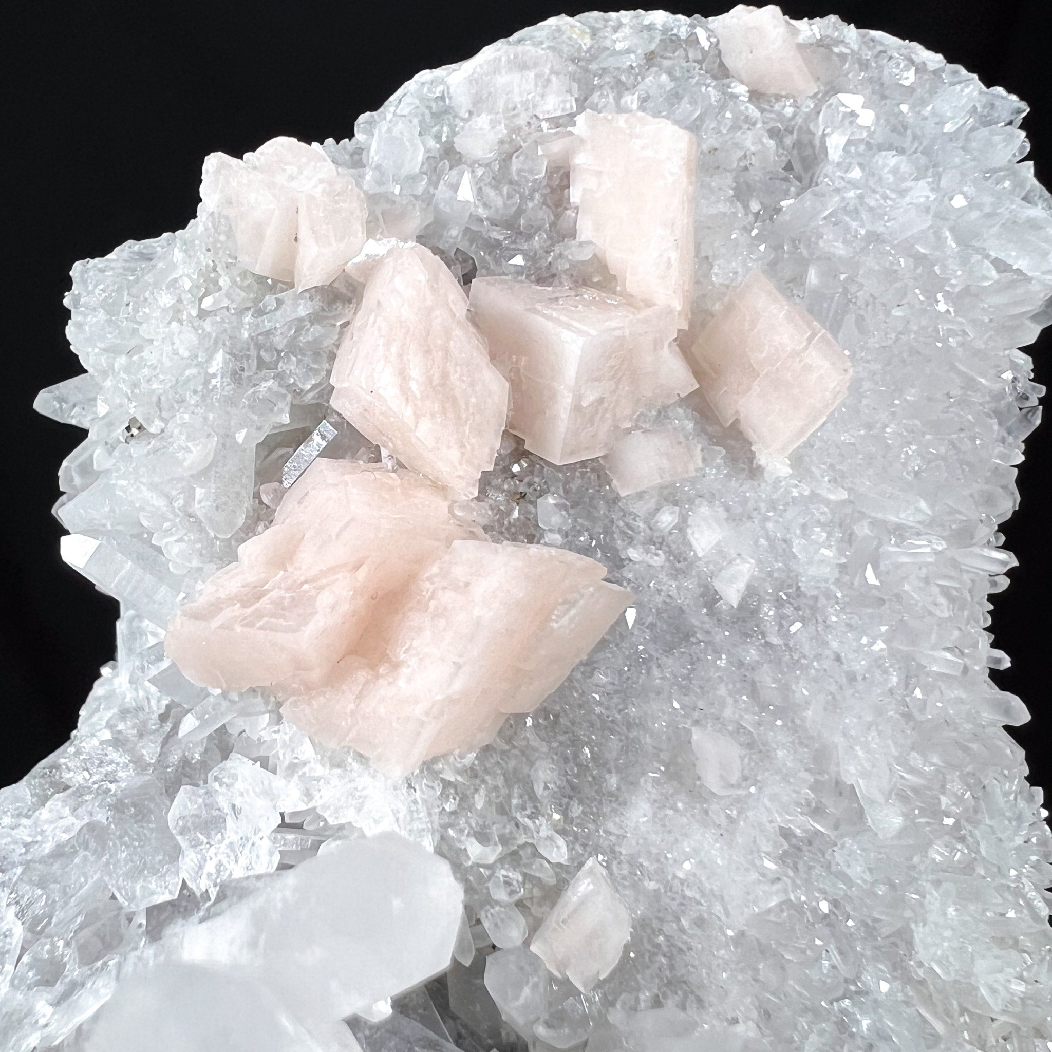 Close Up of Dolomite Crystals with Quartz and Pyrite